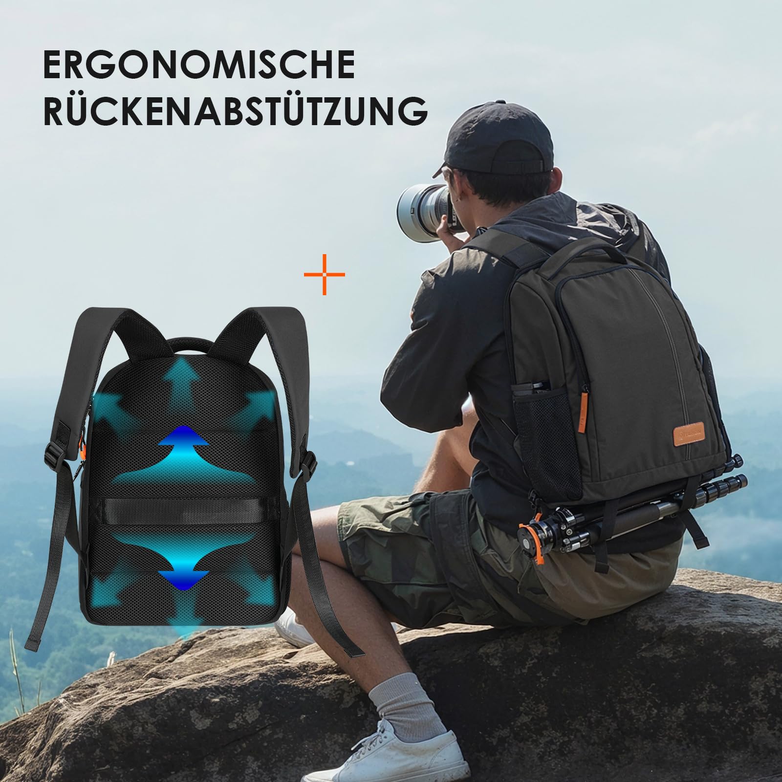 TARION Kamerarucksack Spiegelreflex Fotorucksack Wasserdicht Leicht und Kompakt Klein DSLR Rucksack mit 15 Zoll Laptopfach und Regenhaube