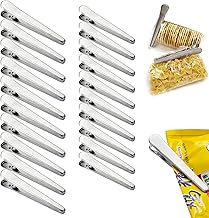 DHSWNNG Pack of 20 Stainless Steel Sealing Clips, Metal Clips, Sealing Clips, 2 Sizes, Bag Clips, Bag Clips for Bags, Food for Kitchen (8 cm and 11.5 cm)