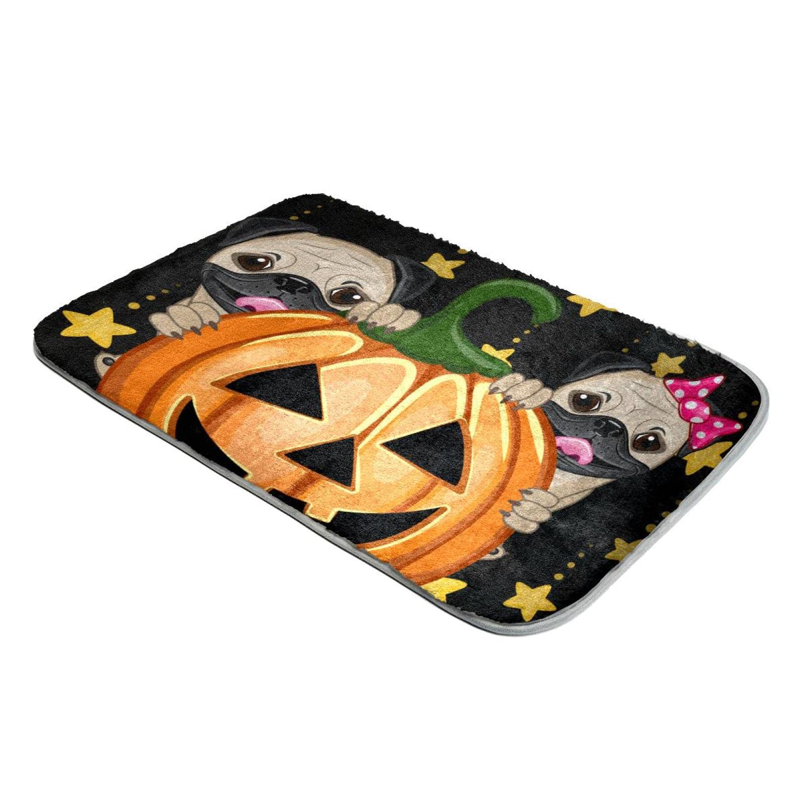Tapis à poils longs anti-froid en fausse fourrure motif citrouille