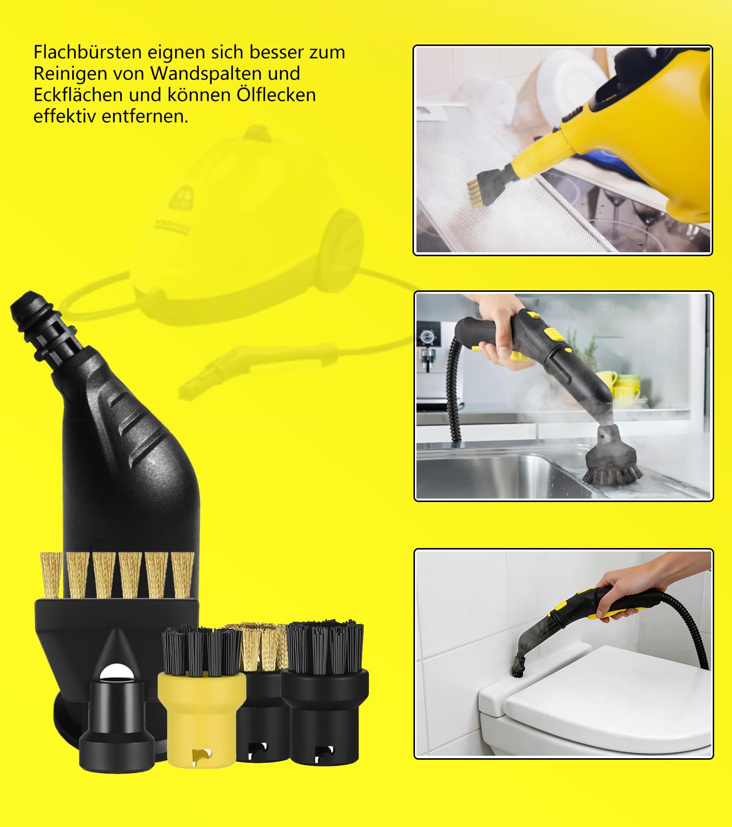Lot de 15 accessoires pour nettoyeur vapeur Kärcher SC3 SC1 SC5 SC4 SC2,compatible Kärcher SC1-5 accessoires buse allongée buse incurvée, brosse ronde en laiton, brosse plate en laiton