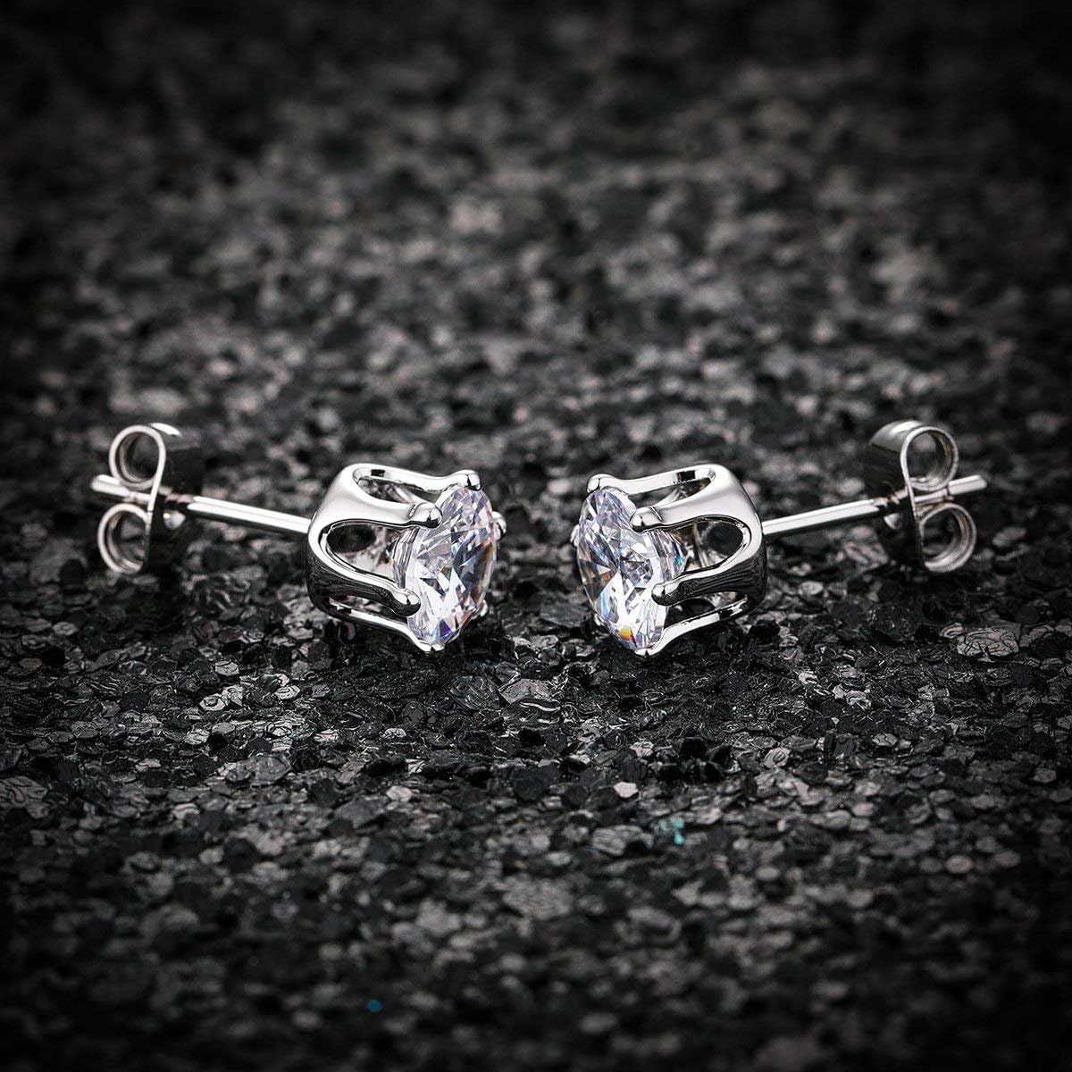 MDFUN 6 Pairs Stud Earrings Set Hypoallergenic 5A+ Cubic Zirconia 3-8 MM 6-Prong Round Earring for Women Men 18K Gold Plated Cartilage Multiple Piercing Ear Jewelry - Image 6