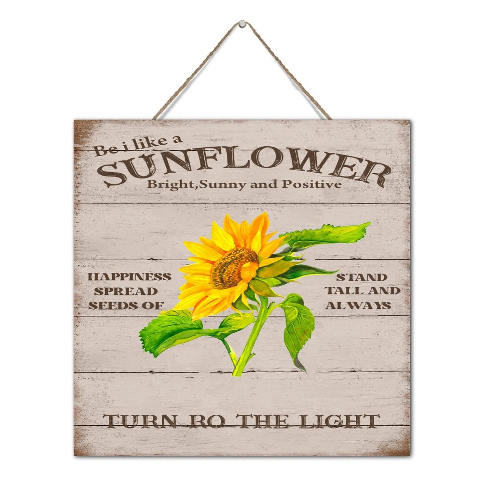 Plaque en bois peint Be Like A Sunflower décoration murale rustique vintage de 30cm