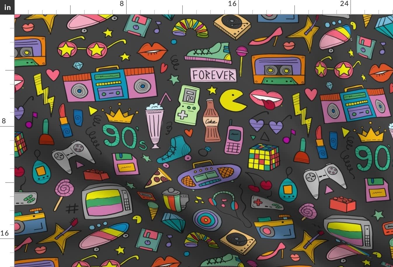 Spoonflower Fabric - Rainbow 2000S Y2K Doodles 90S Throwback Bright Colorful Millennium Printed on Upholstery Velvet Fabric Fat Quarter - Upholstery Home Decor Bottomweight Apparel