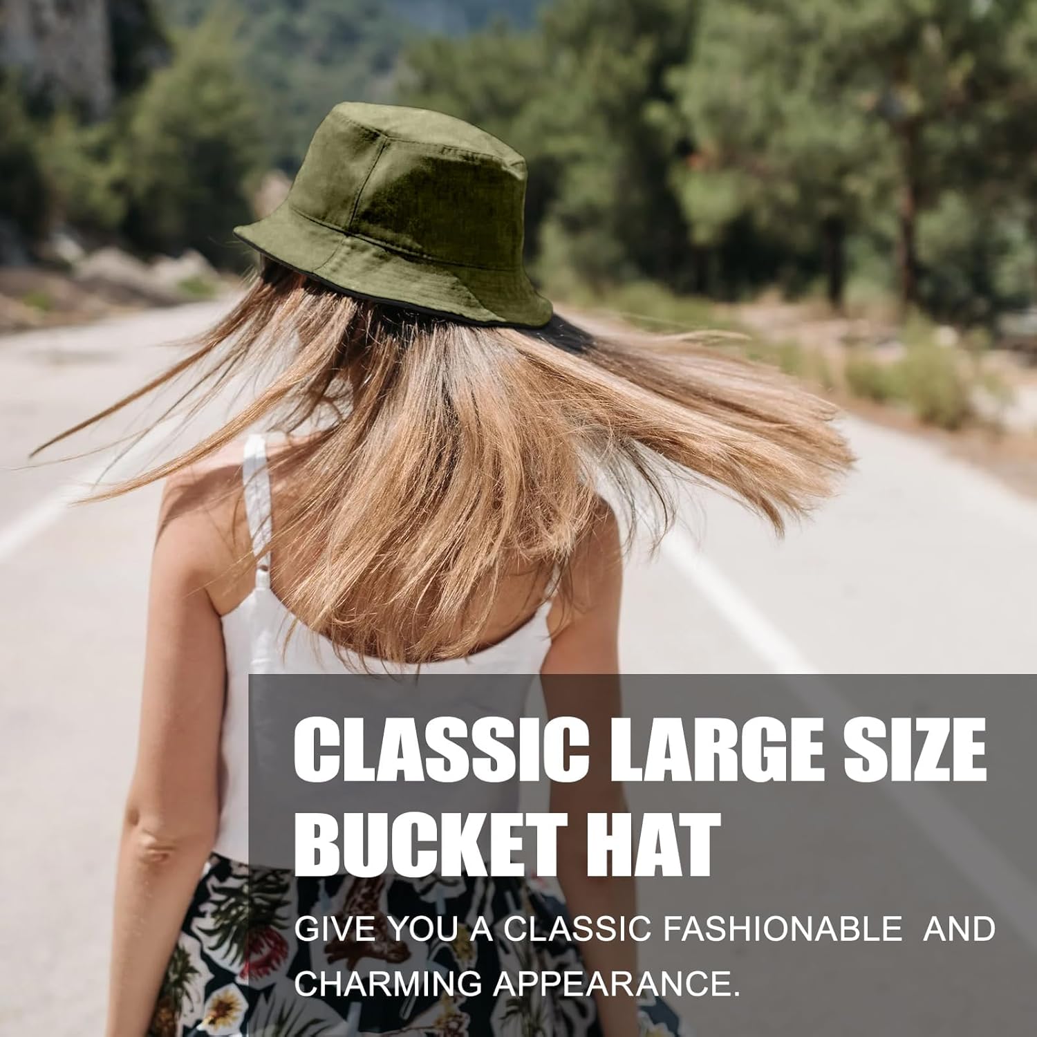 Oversize XXL Cotton Bucket Hat, Unisex Reversible Trendy Fisherman Hats, Double Side Wear Fishing Hat Summer Sun Hat