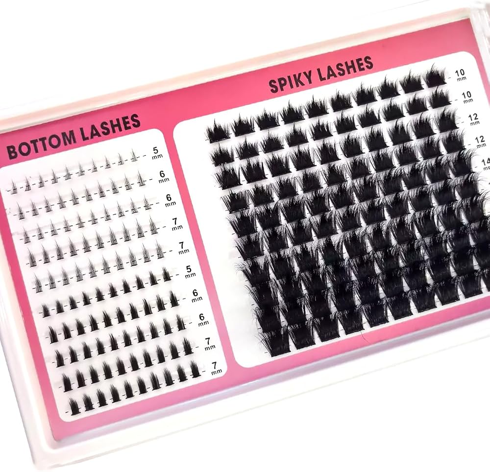 Spiky & Bottom Lashes Cluster - Premium Handmade Individual Eyelash Extensions Kit，ZH52 300D+spikes — 사진 1