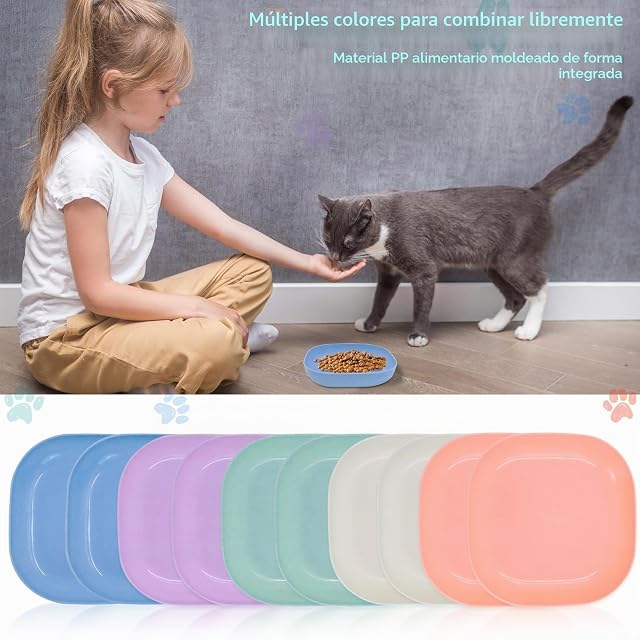 Foto 5 de 7 de Comederos Antideslizantes para Gatos y Perros Pequeños Cuencos Apilables con Base de Almacenamiento…