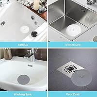 Vista 5 de Bathtub Drain Cover 2 Pack, Altalsby Silicone Bathtub Stoppers, 6 Inches Universal Bath Tub Stopper Replacement, Drain Plug Hair Stopper with Strong