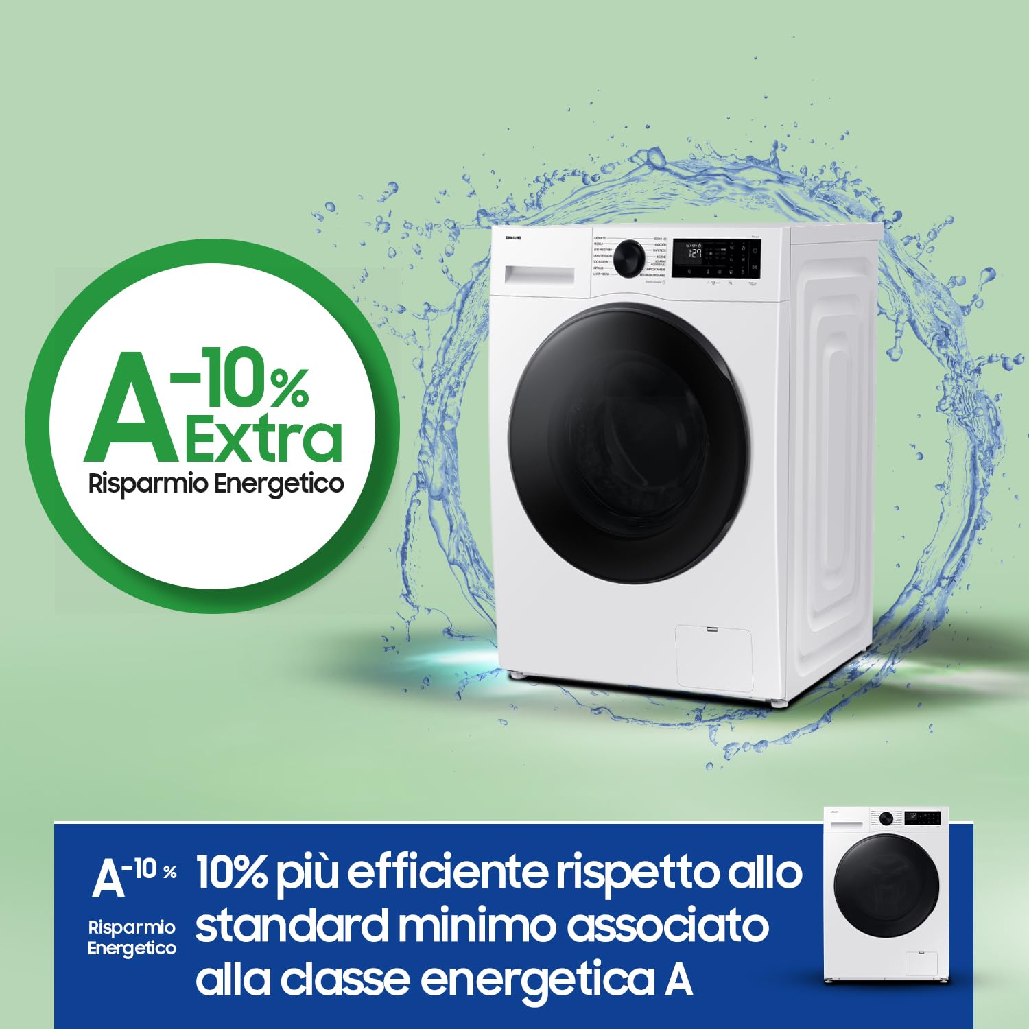 Samsung Lavasciuga Crystal WiFi WD90DG5B15BEET, 9+6 kg, Wifi, AI Ecobubble, Vapore Igienizzante, AI Energy Mode, Carica Frontale, 60L x 85H x 60P cm