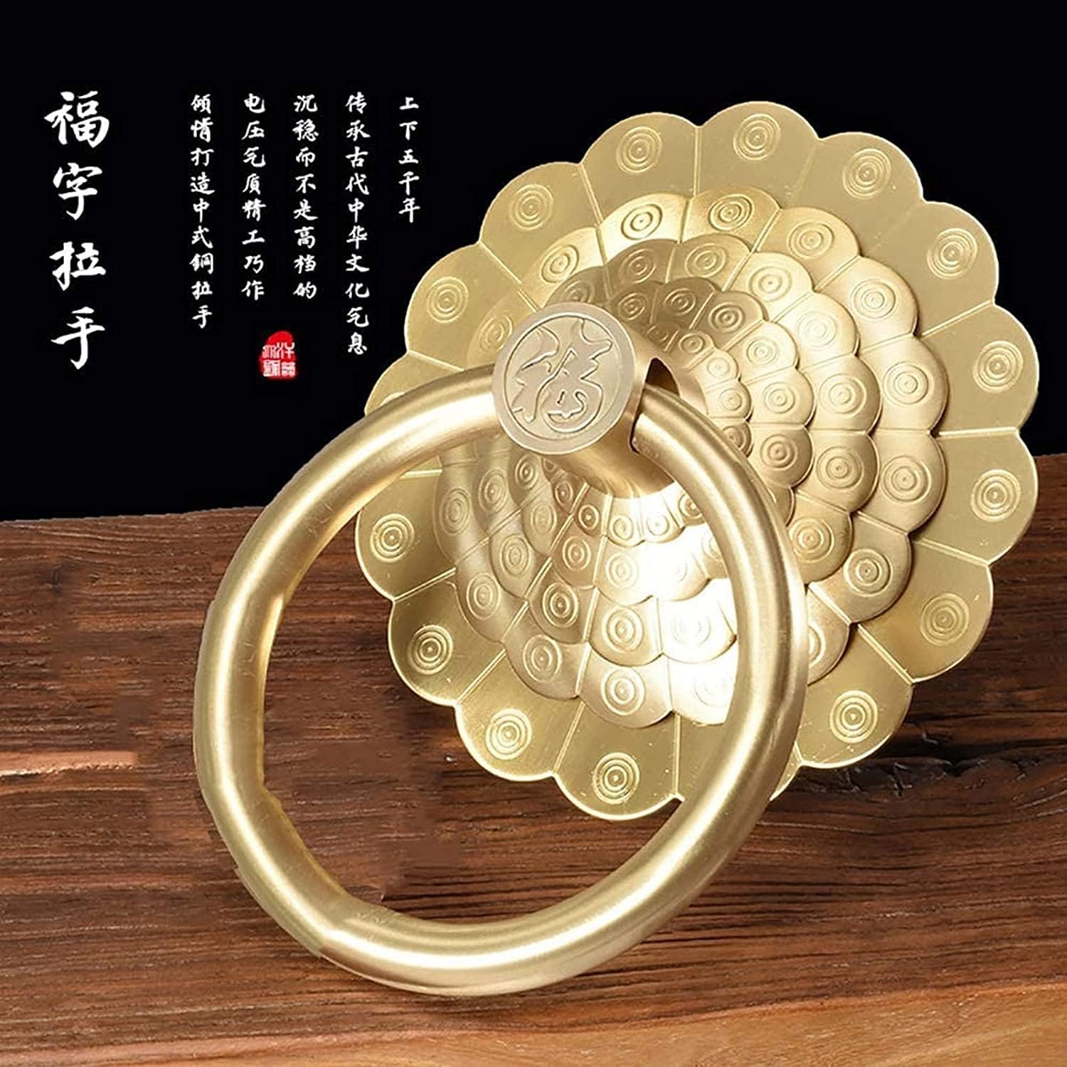 Door Knocker Hand Ring Door Knocker,Lion Head Brass Big Door Knockers Heavy Duty Solid Animal Antique Look Unique Gift Ideas for Home Decor 17.5x17.5cm