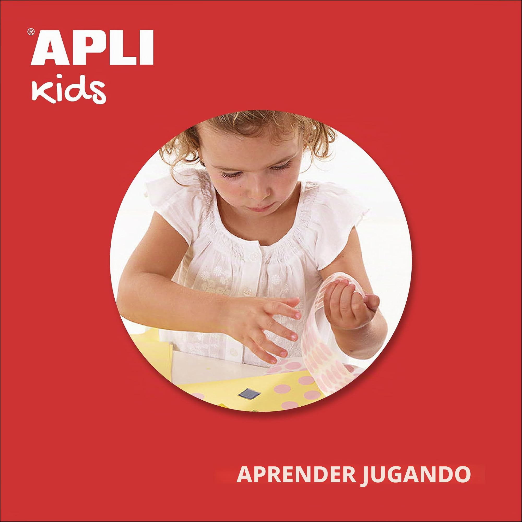 APLI Kids 13793 - Pack 4 rollos de gomets redondos, 20 mm, colores azul,rojo, amarillo y verde 7.080uds