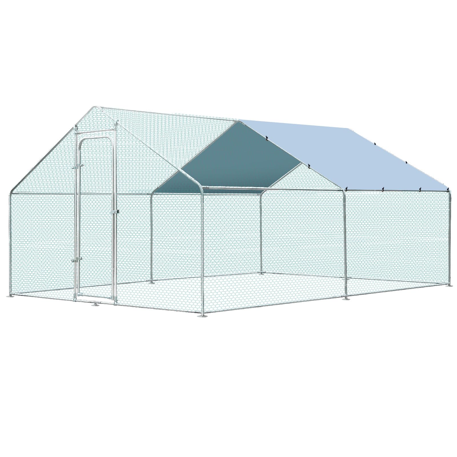 Pmango Metal Large Chicken Coop for 20-25 Chickens, Portable, Walk-in Chicken Run, Chicken Pen Outdoor W/Cover, Waterproof & Anti-UV, 13.1' D x 9.8' W