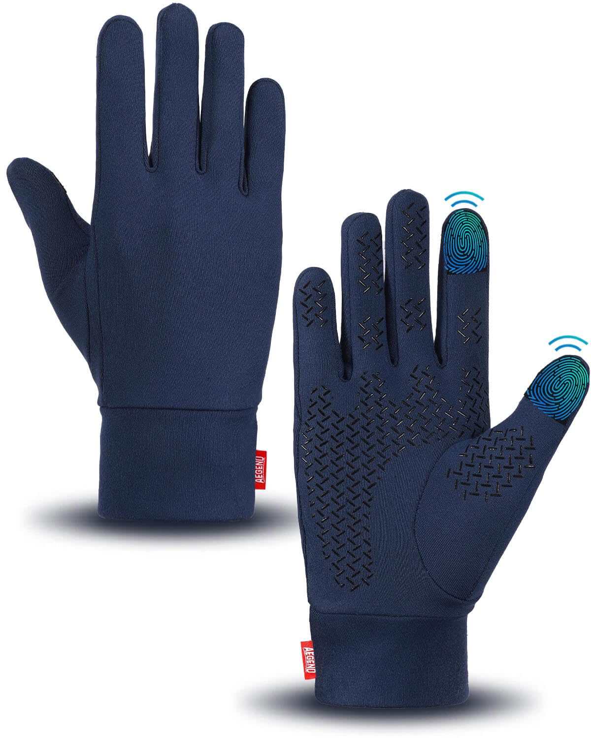 Aegend Lightweight Winter Gloves for Men Women, Warm Running Gloves Touchscreen Thermal Glove Liners for Cold Weather Driving, Cycling &amp; Hiking, Non-Slip, Elastic Cuff, Stretchy, Durable