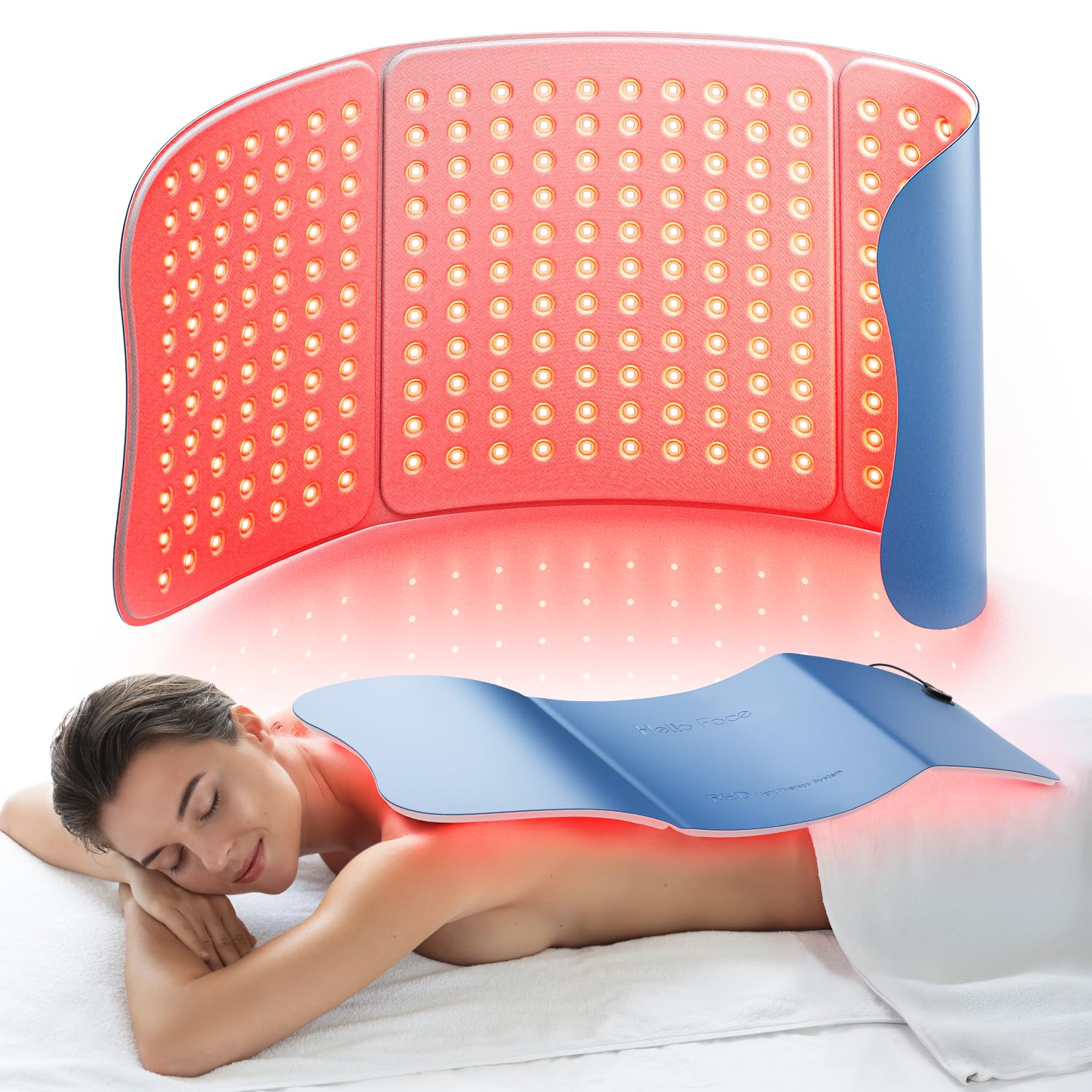 Esterilla de Terapia de Luz Roja e Infrarroja (660nm y 850nm) – Almohadilla LED Flexible Grande para Cuerpo y Espalda, Alivio del Dolor Muscular y Relajación, Uso como Cinturón o Mat (Azul)