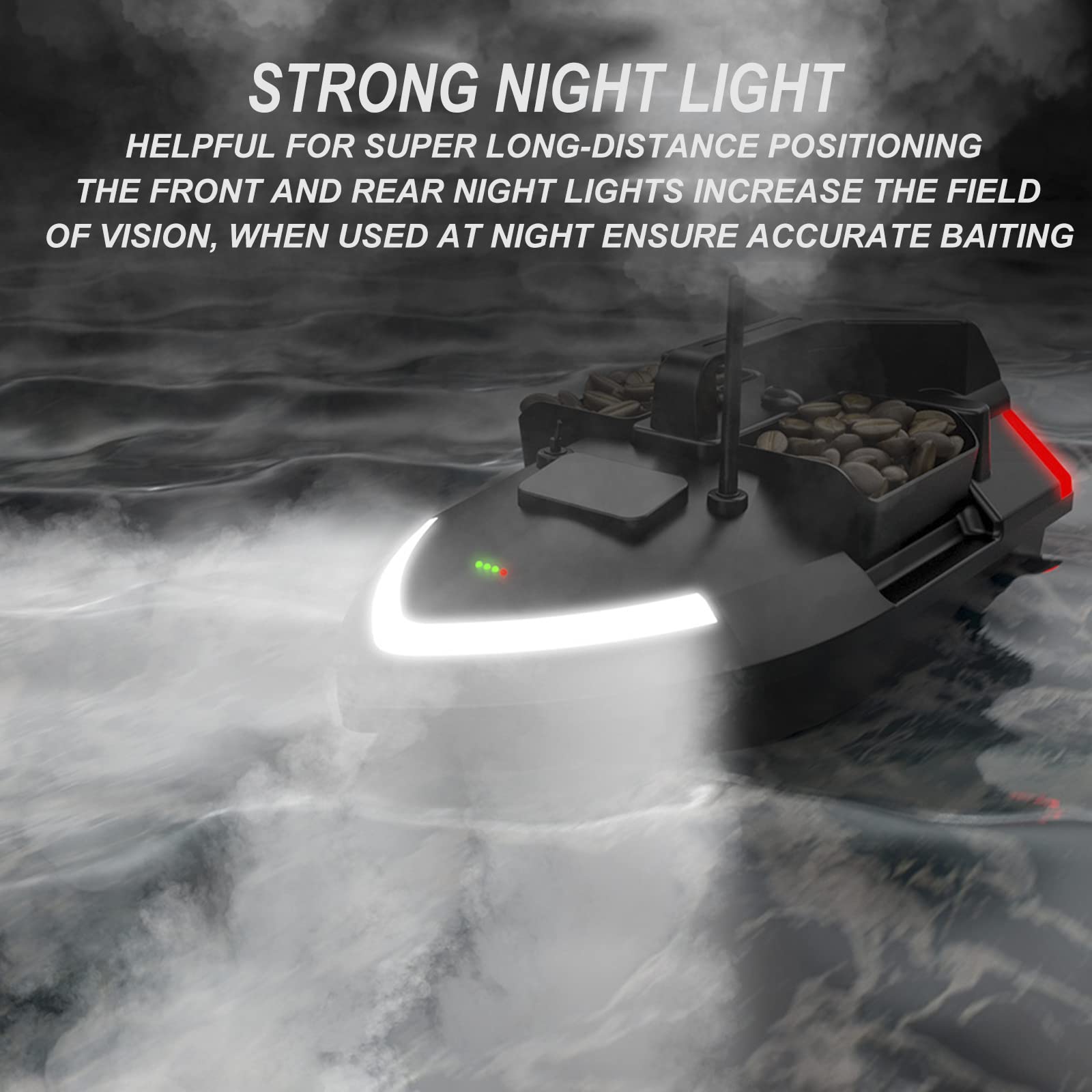 Barchino Carpfishing, Barca RC da Pesca con Posizionamento GPS e Crociera a velocità Fissa di 500M, Esca da Pesca Barca Intelligente Luce Notturna a LED Doppio Motore Strumenti di Pesca
