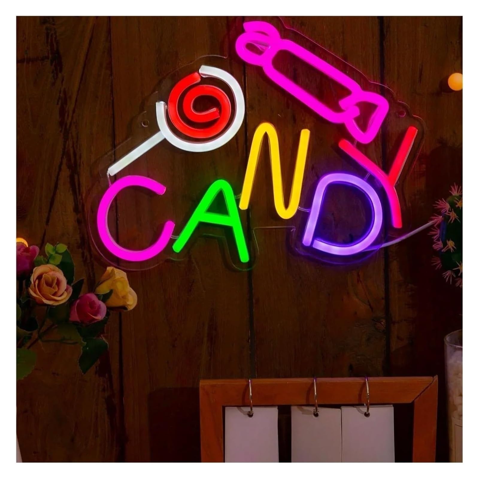Decorazione luminosa al neon a forma di caramella LED per insegne