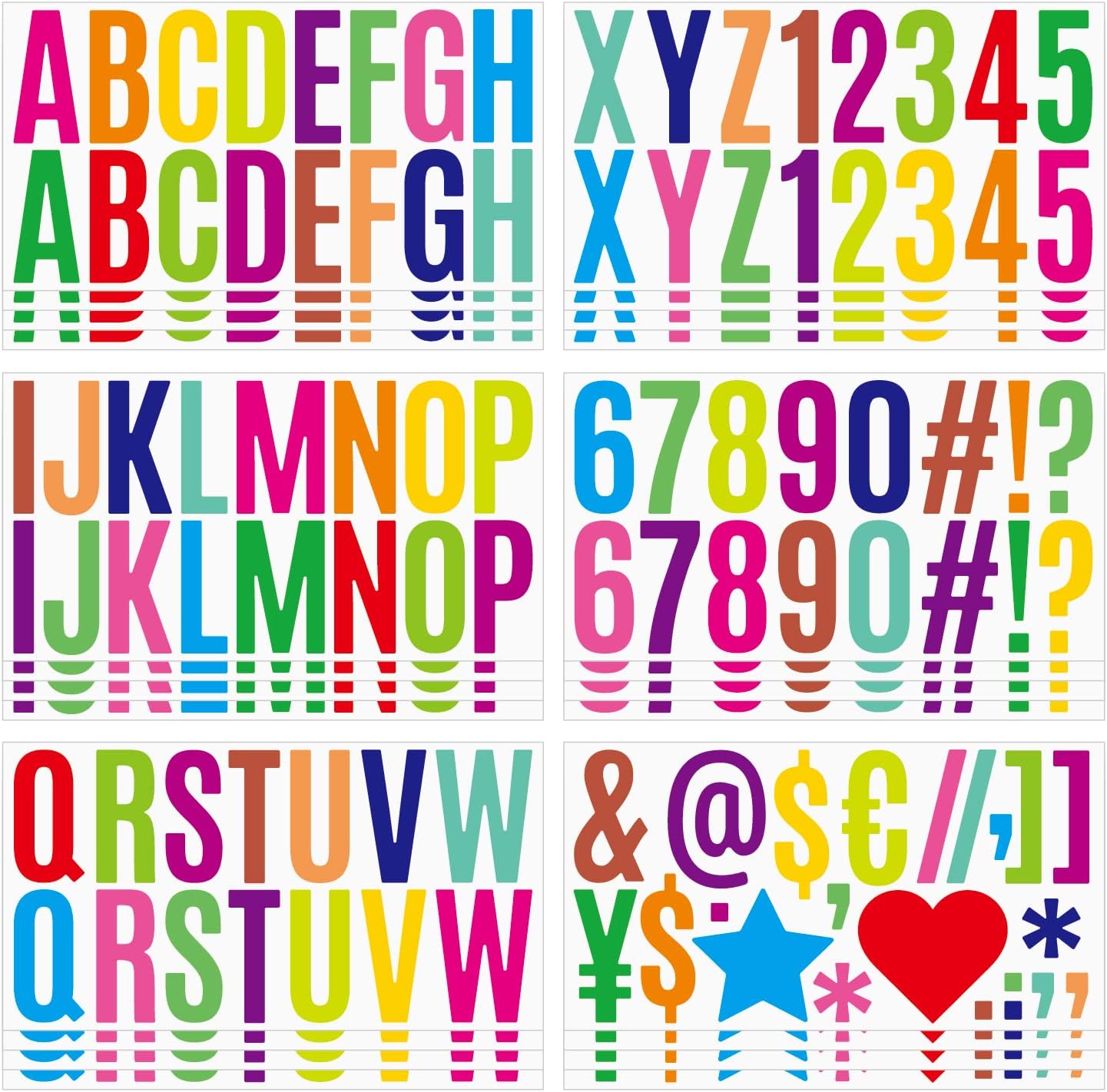 400 Pieces Colorful Letter Stickers 24 Sheets Large Letter