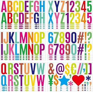 400 Pcs 24 Sheets Large Letter Stickers 2.5 Inches Alphabet Number Self Adhesive Sticker for Bulletin Board, Classrooms, Mailbox, Scrapbooking, Poster Board, Wall Vinyl Stick On Letters Colorful