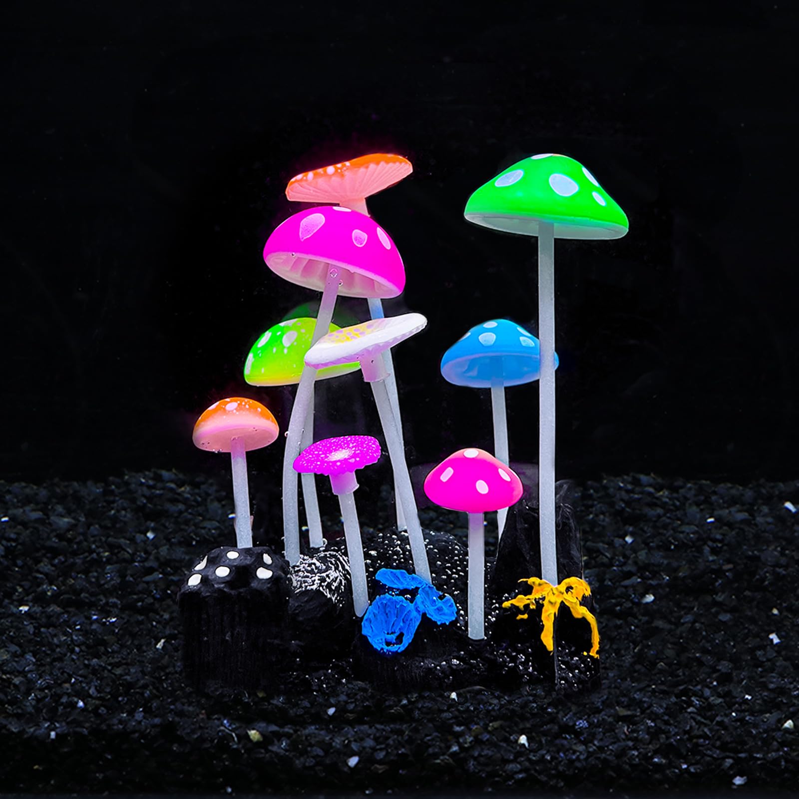 Bluecoco Dynamic Glow in The Dark Aquarium Decorations: Unleashing Visual Effects with Soft Silica Gel, Changing Lights, and Colorful Glowing Coral