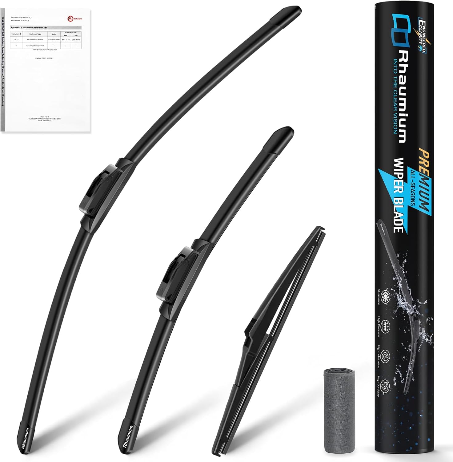Quiet-drive Wiper Blades for Kia Rio, Hyundai Kona/Kona Electric/Accent, OEM Fit, Lab Tested 500K Endurance & -40°C to 80°C; Optimized Pressure, 26"+16"+11"