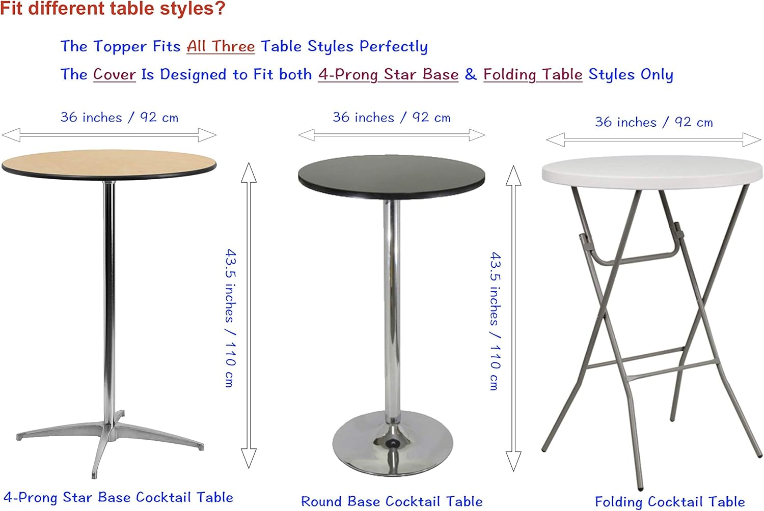 2-Pack Gold Spandex Table Topper Cap (36'') for Round Cocktail Tables, Adding Precious Metallic Glitter and Luxurious Accents, Protecting From Spill, for Weddings Parties Banquet, Restaurants