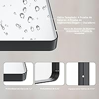 Vista 5 de LOAAO - Espejo de baño con marco de metal negro de 24x36 pulgadas, espejo rectangular redondeado para pared, espejo mate de tocador de baño