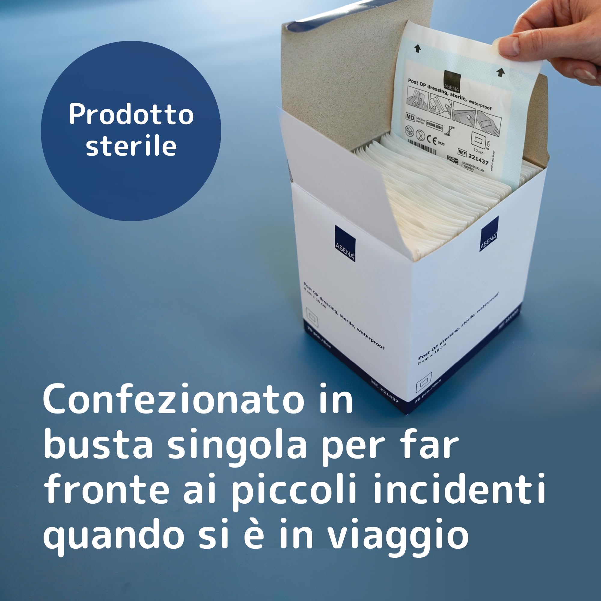 ABENA Medicazione sterile per ferite, 8x10 cm | Confezione da 70 pezzi | Adatte per tagli e ferite |Impermeabile | Prova di liquido | Assorbente | Bianca | Adatto per pelli sensibili