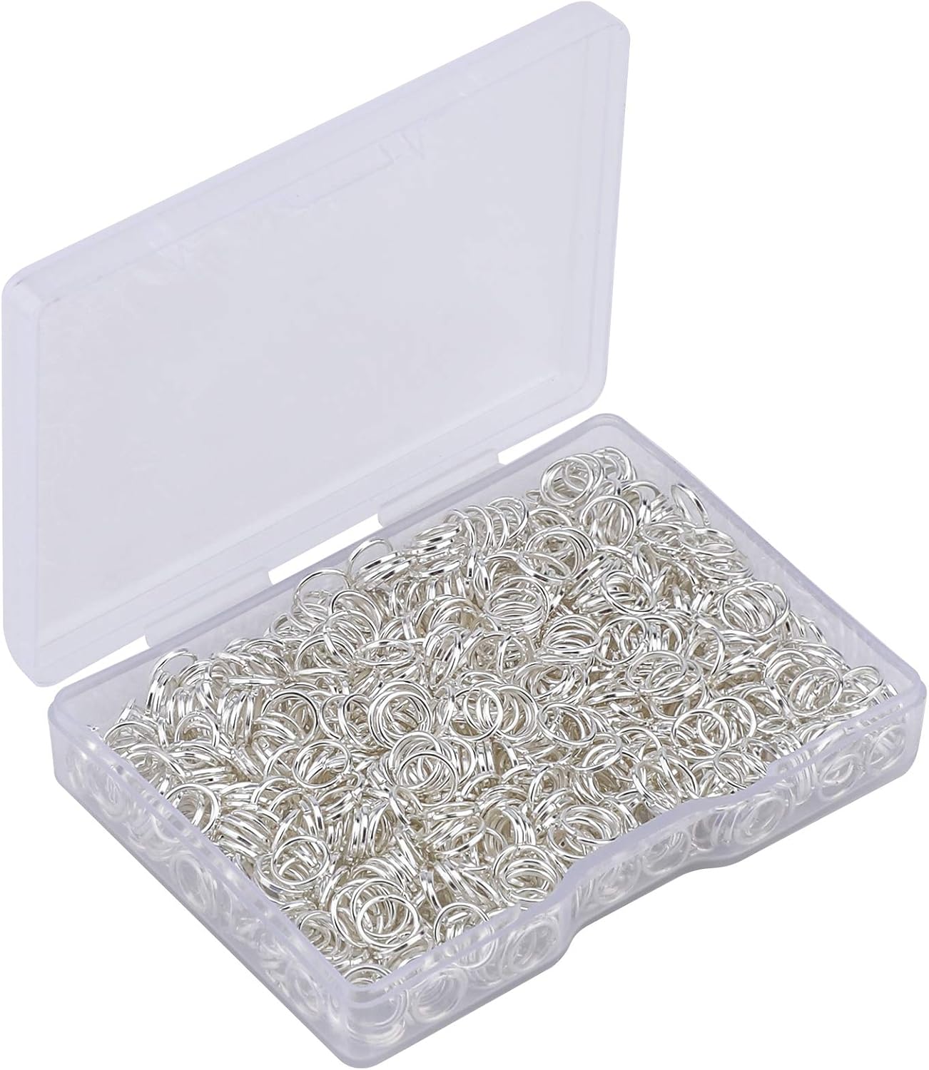 AIEX 1000Pcs 6mm Metal Open Jump Rings, Silver Plated Round Ring Connectors for DIY Jewelry Making Repair Bracelet Necklace