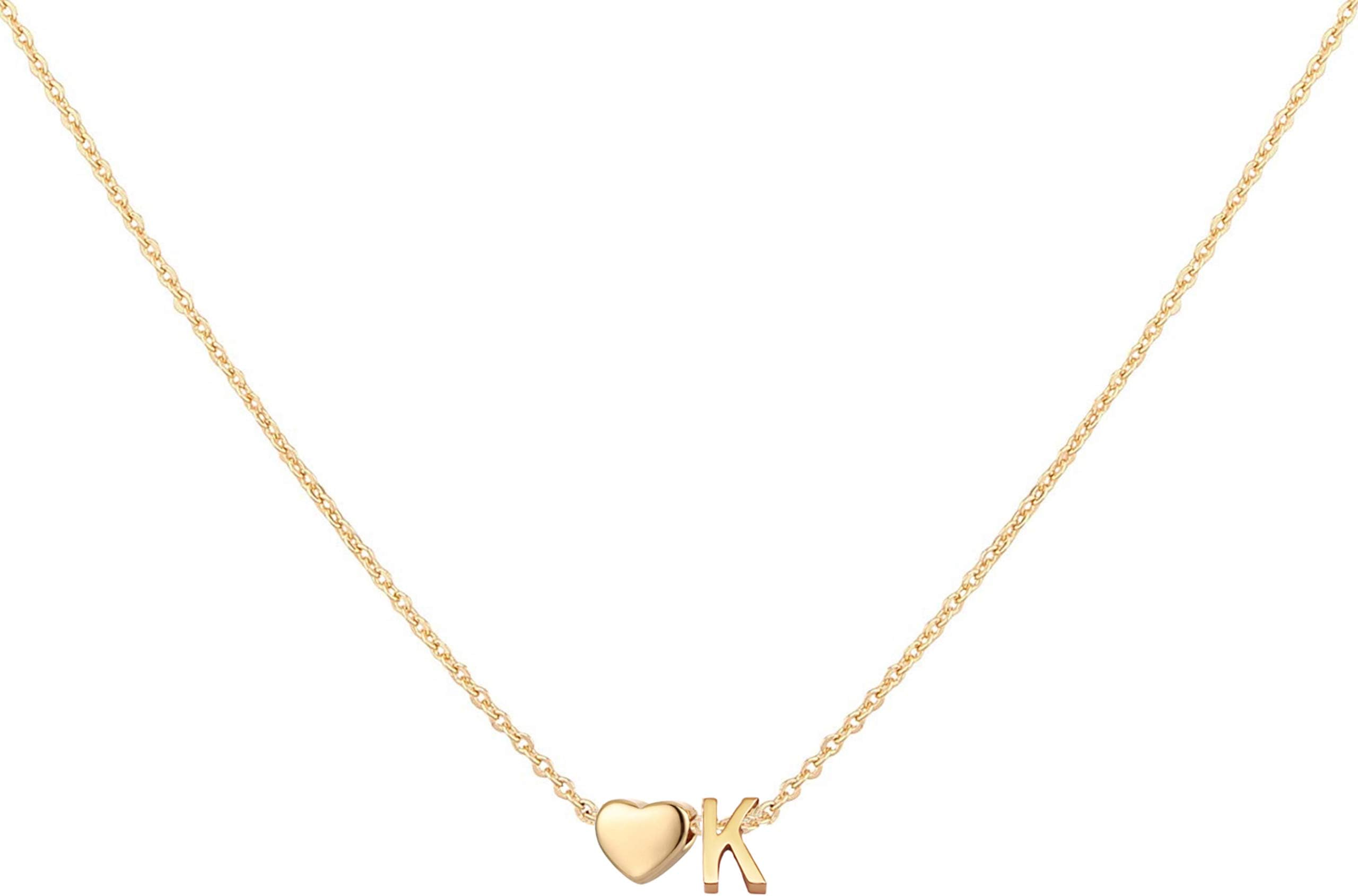 Initial Heart Necklace 18K Gold Plated Stainless Steel Tiny Heart Letter Necklace Personalized Monogram Name Necklace for Women
