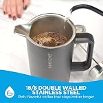 GROSCHE Dublin Machine à café en acier inoxydable, 18/8 double paroi en acier inox Presse française avec échelle de mesure, brassage chaud et froid, marque canadienne! - 8 Coupe 34 fl. oz, bleu de montagne