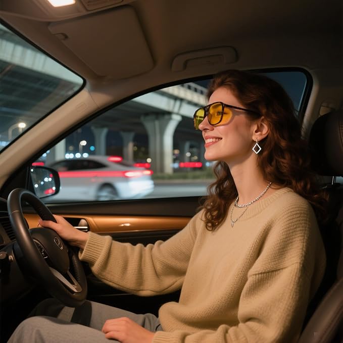 Gafas de Visión Nocturna Grandes para Conducir Mujeres Hombres - Antirreflejo miniatura 2