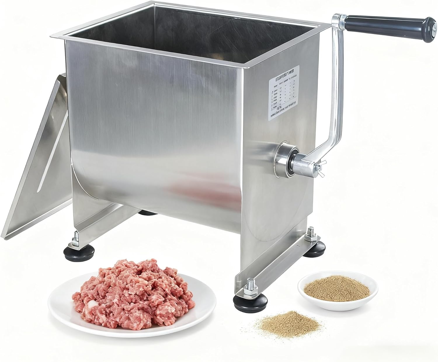 CLIVIA Meat Mixer, 15 Pound Meat Mixer for Sausage, 15lbs 7.5L Capacity Tank No Gear Box Sausage Mixer, Stainless Steel Food Processing Equipment, Hand Mixer with Lid for Meat, Sausage, Vegetable
