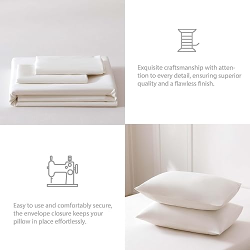 Miniatura 4 de HeimenAogo Juego de funda de edredón de algodón egipcio de 600 hilos, tamaño individualindividual XL, ultra suave y transpirable, con cierre de