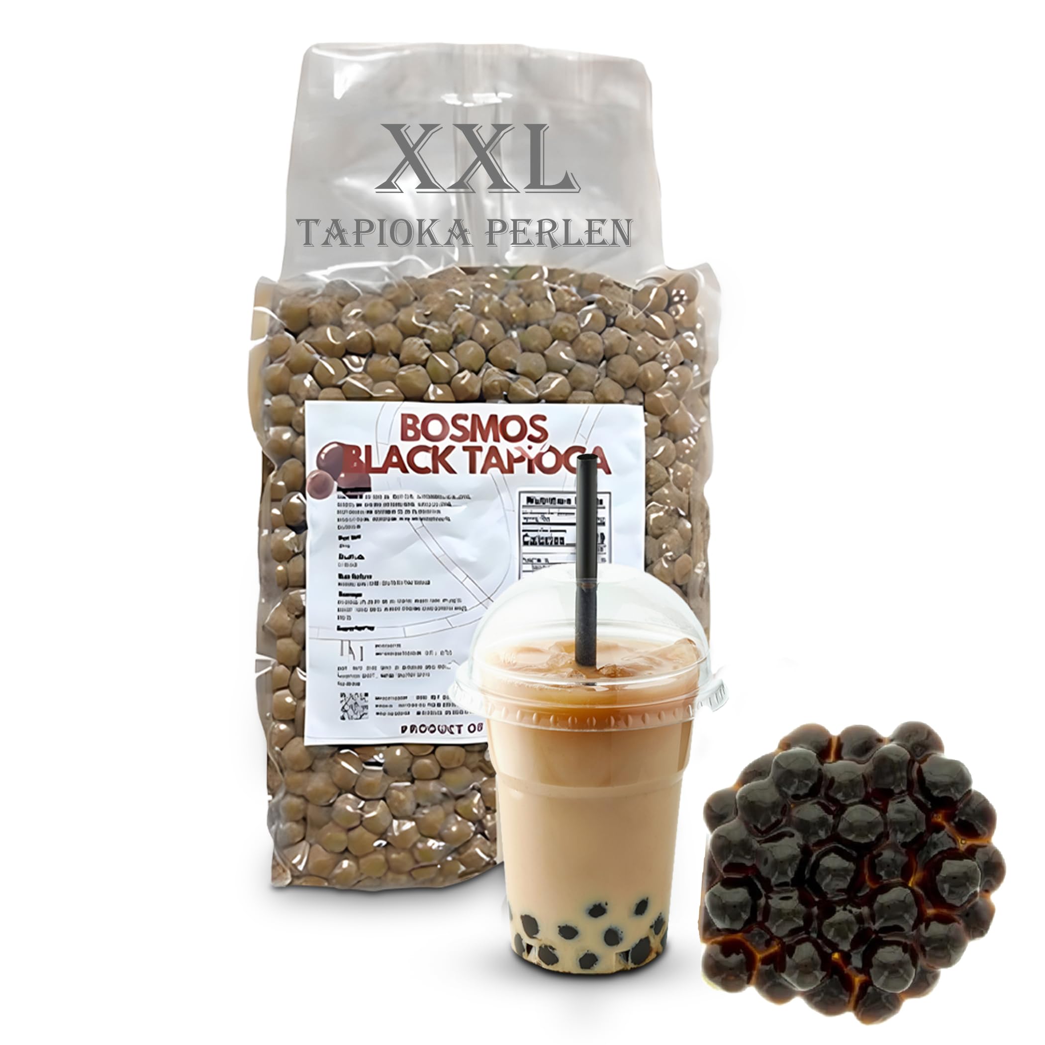 bobatra.de - Premium Bosmos Black XXL Tapioka Perlen für Bubble Tea Tapioka Original aus Taiwan 3 kg Tapioka