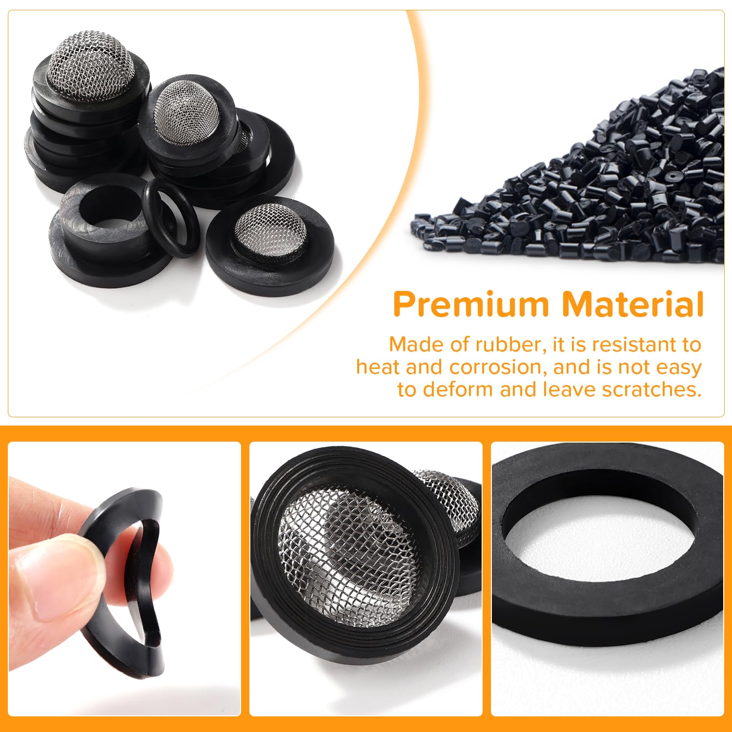 Lyeteung 65 PCS 1/2 3/4 1 Inch Hose Washers and Filter Mesh Washer Kit, Mesh Rubber Washers, Seal O Ring Gasket - Image 3