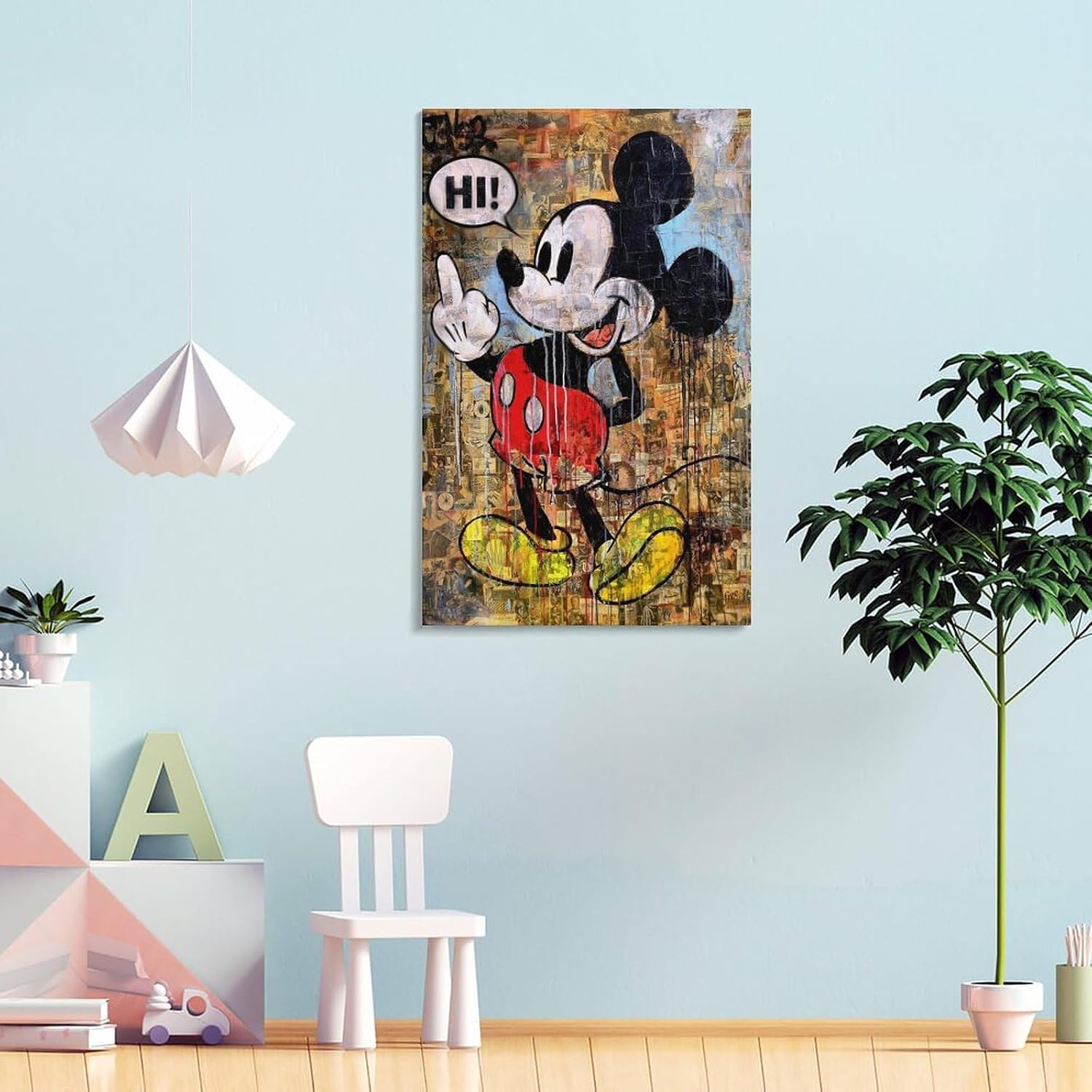 ミッキーマウスの落書き 壁掛 部屋飾り ポスター キャンバス 芸術 ポスター 壁アート 画像 印刷 現代 寝室 【OverstockArt】 装飾