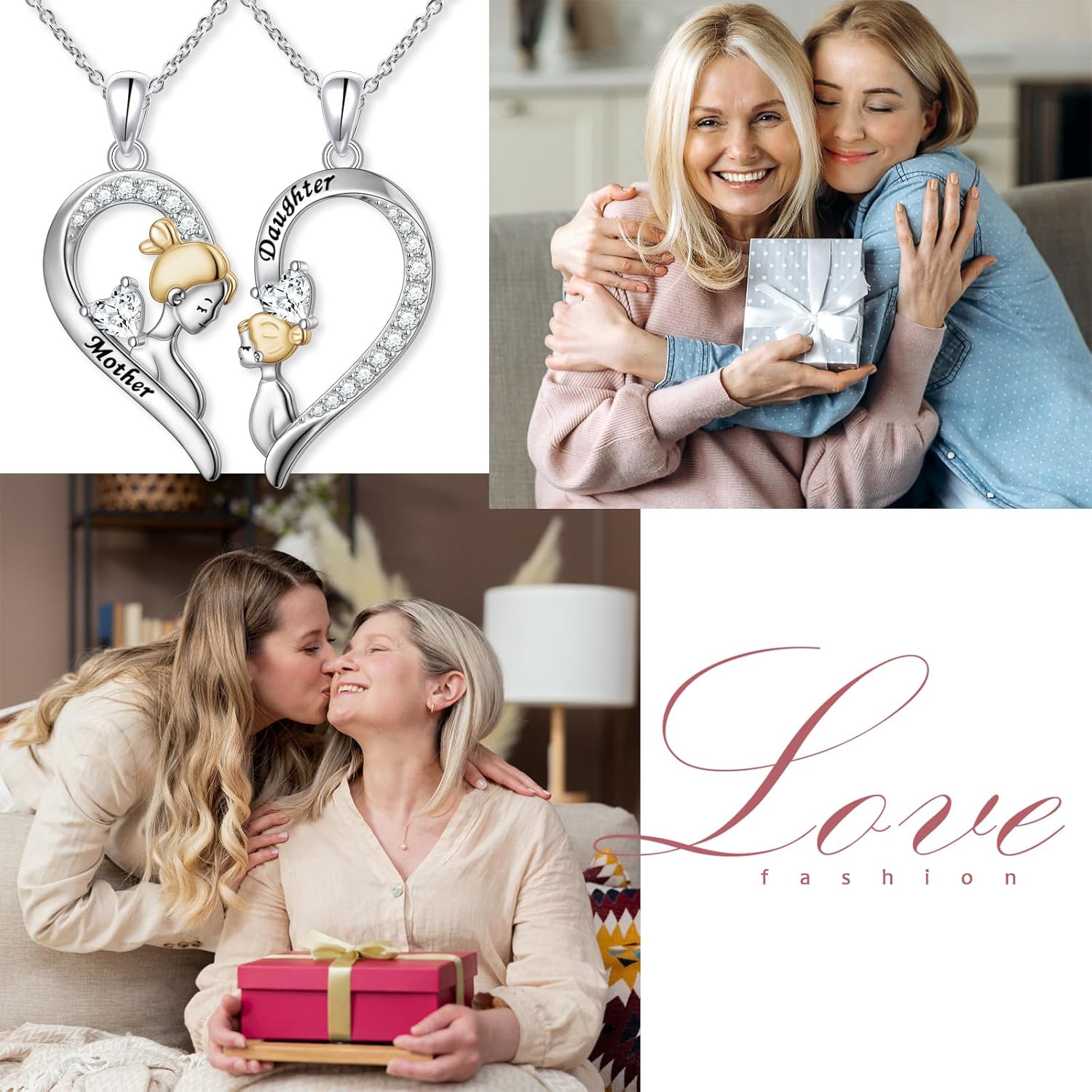 Mother Daughter Necklaces 925 Sterling Silver Rose/Sunflower/Sun moon Heart Matching Pendant Family Jewelry Mom and Daughter Gift for Mom Mothers Day Birthday Present - Image 7