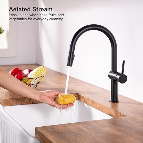 Miniatura 7 de Darnok 79721MB Luca - Grifo para fregadero de cocina con pulverizador extraíble, negro mate