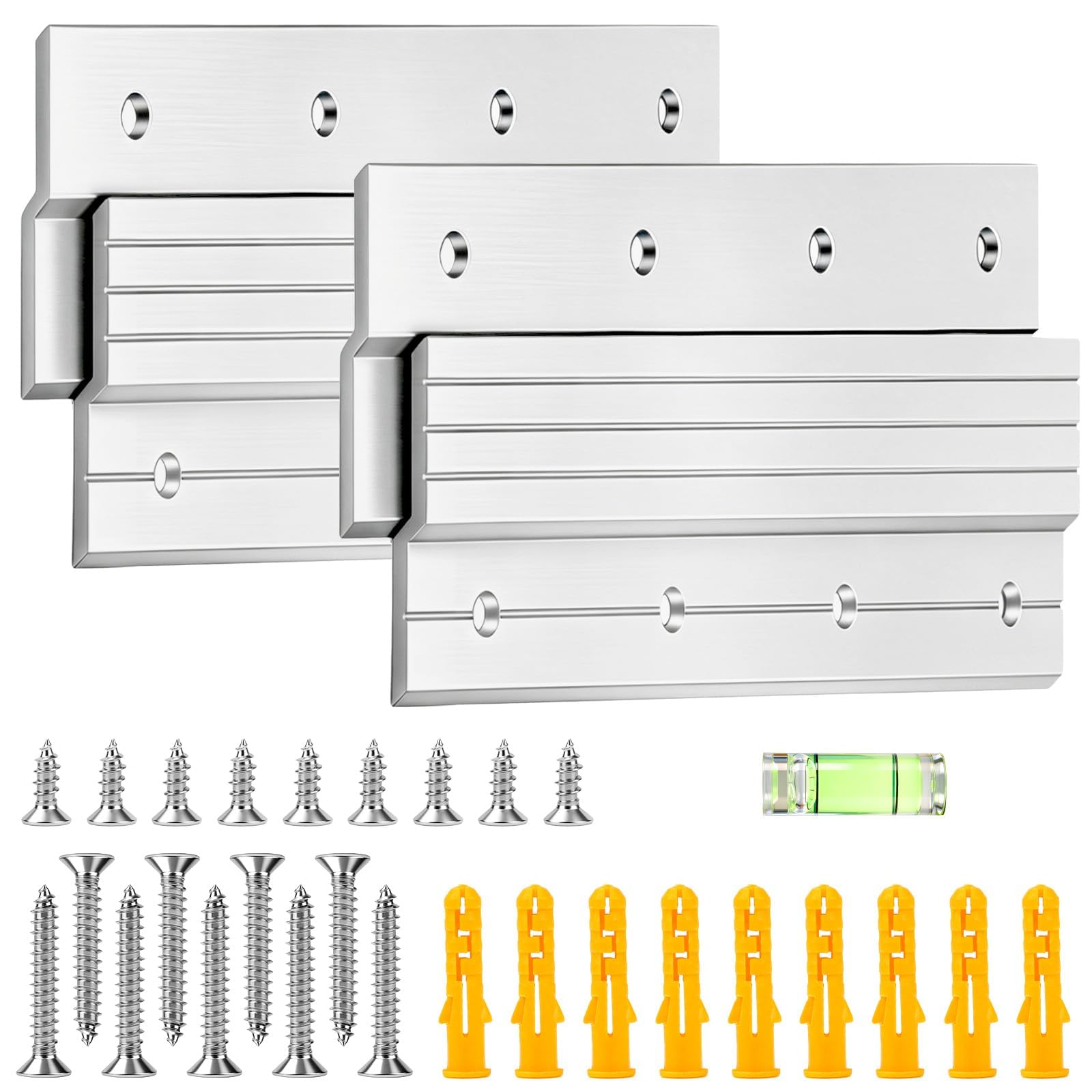 ddckj 2 Pairs French Cleats Bracket Heavy Duty 6 Inch French Cleat Picture Hanger 27kg Aluminum Z Clips with Bubble Level for Hanging Mirrors, Picture, Shelf, Whiteboard, Art, Frames, Cabinet