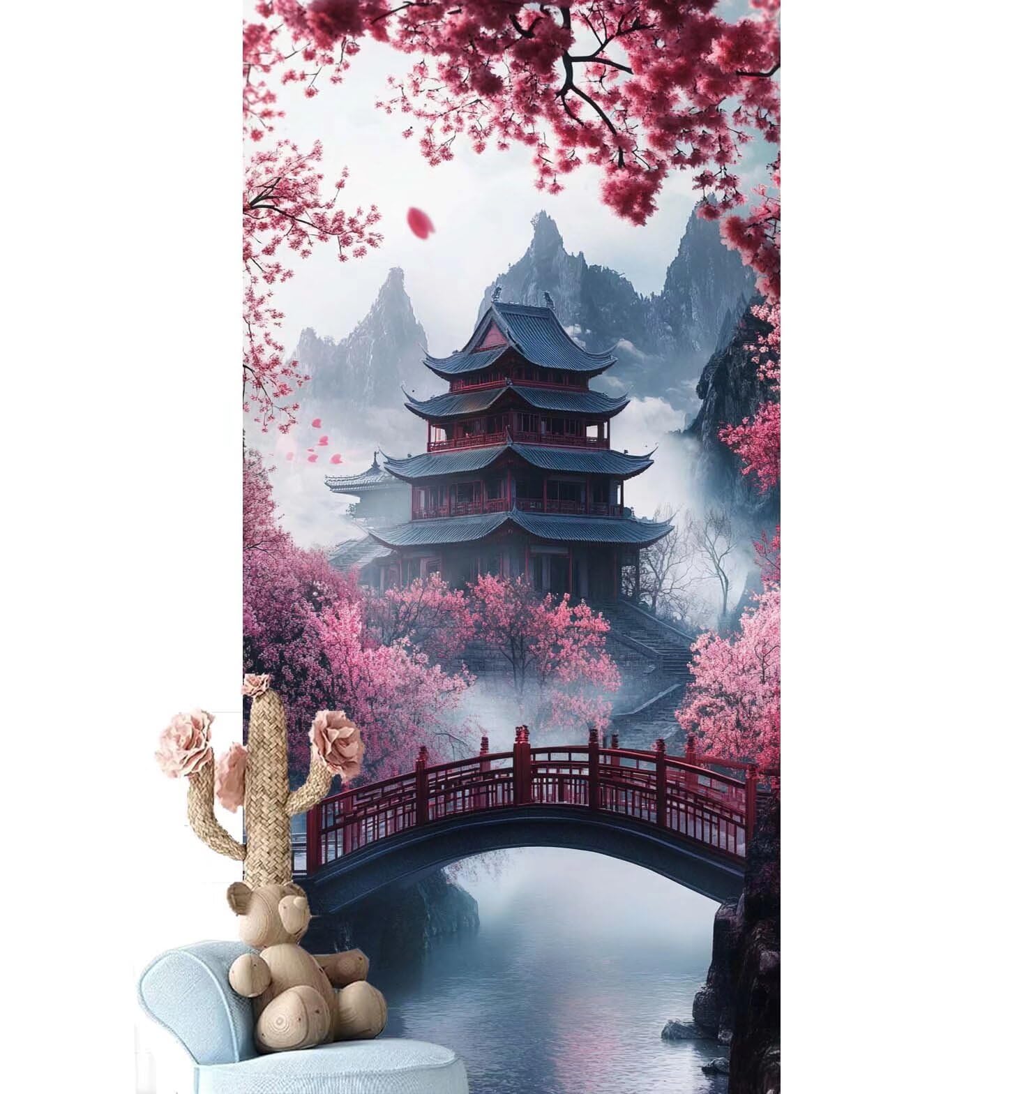 Dipingere con i Numeri per Adulti Bambini, Paint by Numbers con Pennelli Pittura a Pigmento Acrilico, Fai Da Te con Kit, Decora la casa Regalo (Senza Cornice)- Paesaggio,Giappone 50x125cm V-800