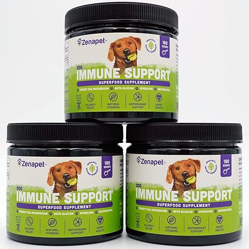 ZENAPET Dog Immune Support Premium Powder Topper, Turkey Tail, Spirulina