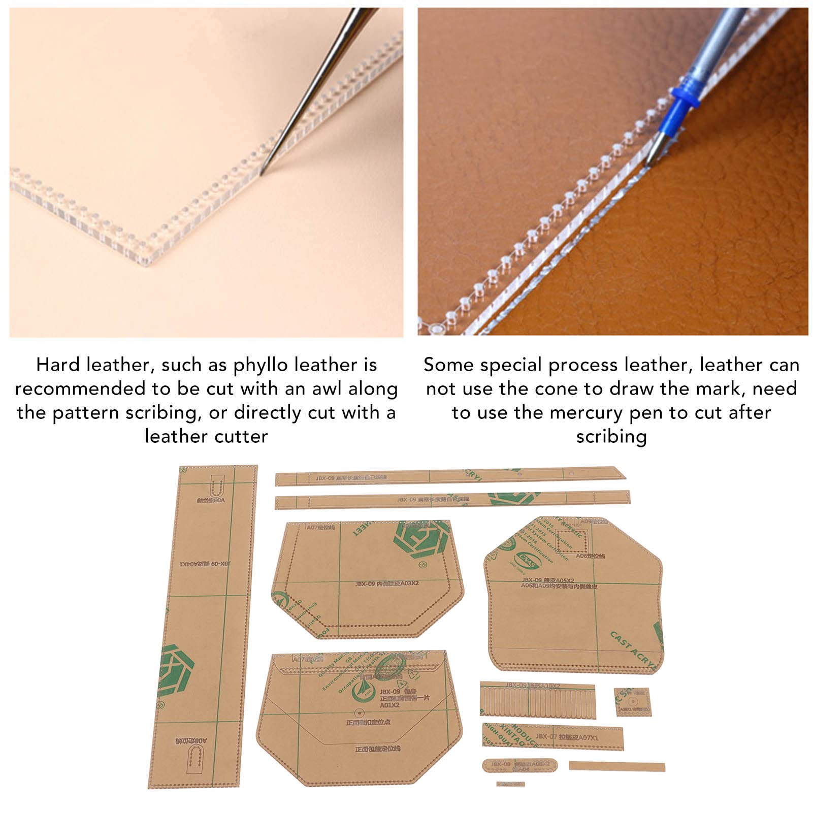 Emoshayoga Freizeittasche Acryl Leder Muster Umhängetasche Acryl Vorlage Muster für DIY Handwerk Klare Präzise Positionierung Handtasche Leder Vorlagen Freizeittasche 30cm Transparent