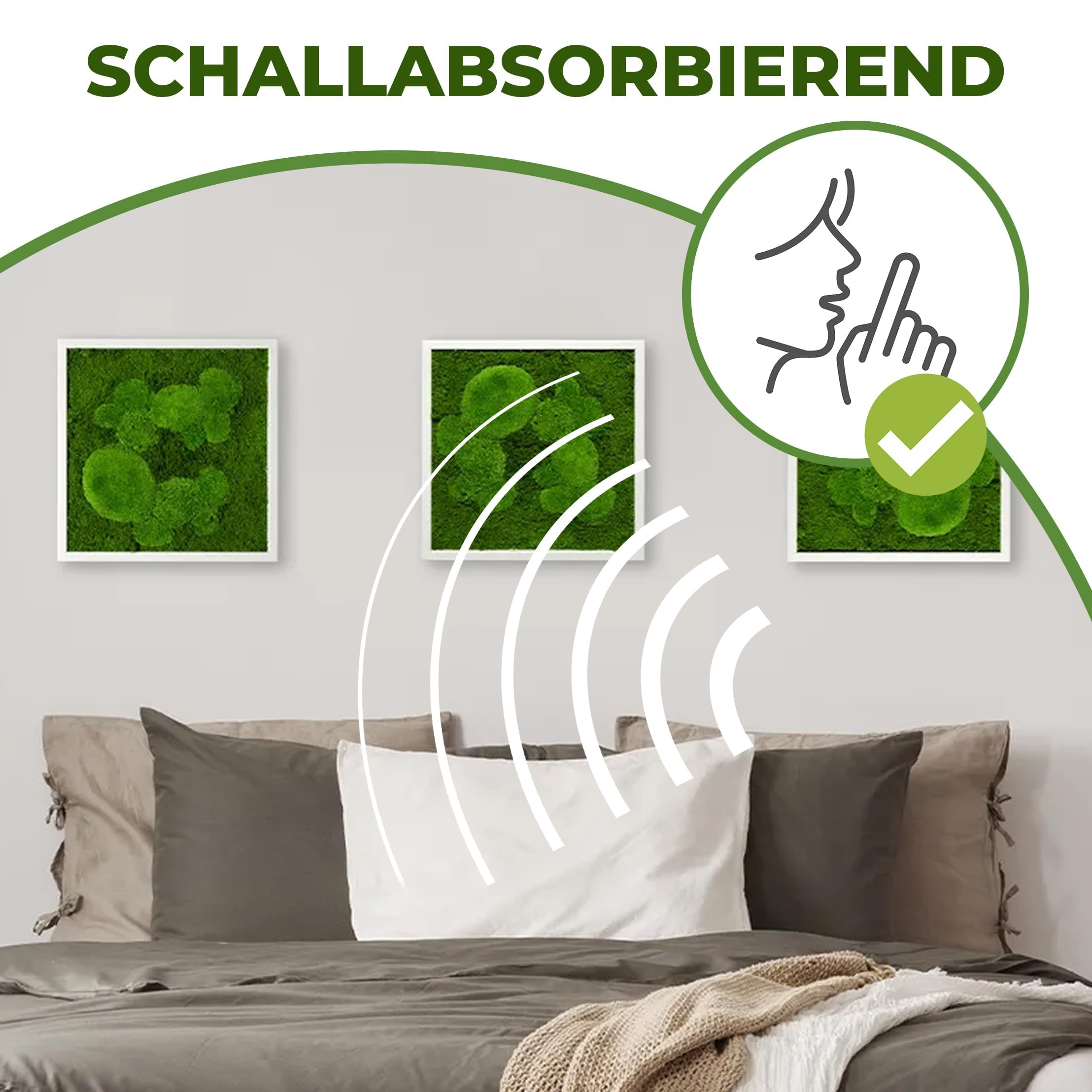 Moosbild Pflanzenbild mit Kugelmoos und Flachmoos versch. Maße günstig