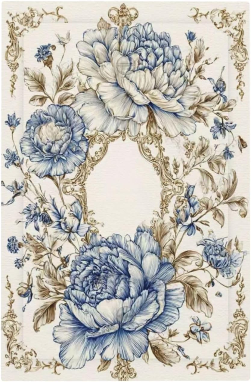 Decorative Light Switch Cover Plate Retro Country Romance Blue Peony Flower 1 Gang No Device Single Blank Outlet Covers Wall Plates for Electrical Outlets Faceplate for Bedroom Home Decor