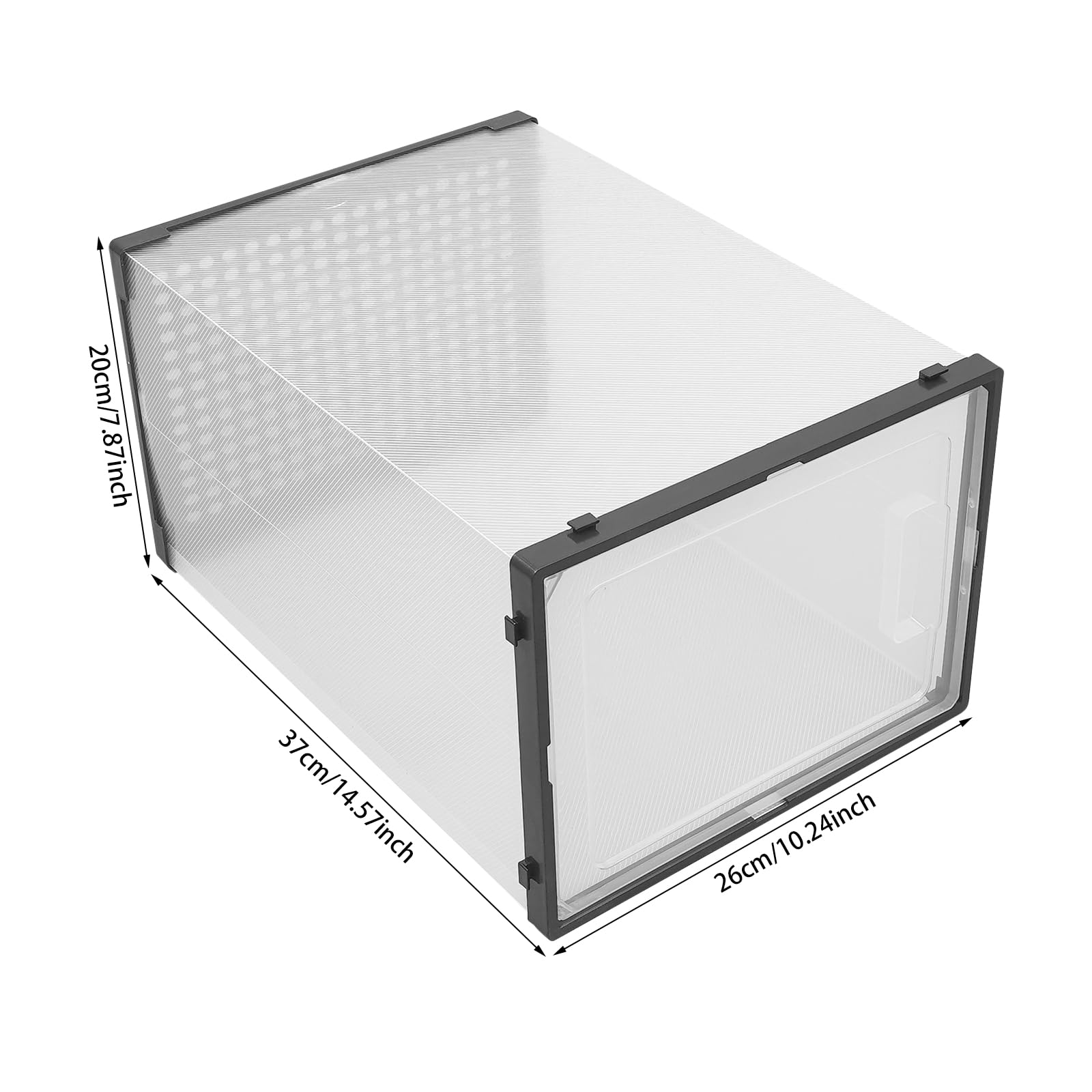 Set di 8 scatole per scarpe, impilabili, trasparenti, in plastica con finestra e manico, organizer per scarpe, antipolvere, per sneaker, 37 x 26 x 20 cm