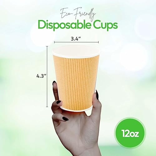 Vista 399 de Vasos de café de papel aislado de pared corrugada, 8 oz, Anaranjado