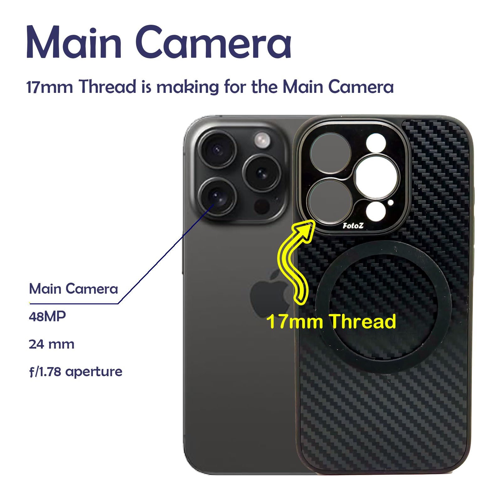 Amazon.co.jp: FotoZ iPhone 15 Pro用磁気付き17mmスレッドレンズ電話