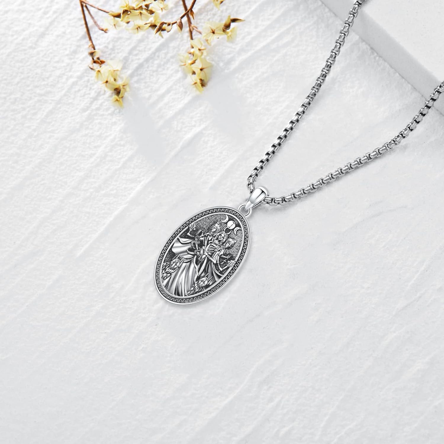 Pentagram/Sun Moon/Celtic Witches Knot/Santa Muerte/Triple Moon Goddess/Hecate Necklace Sterling Silver Magic Wiccan Pagan Amulet Jewelry for Women Men - Image 3