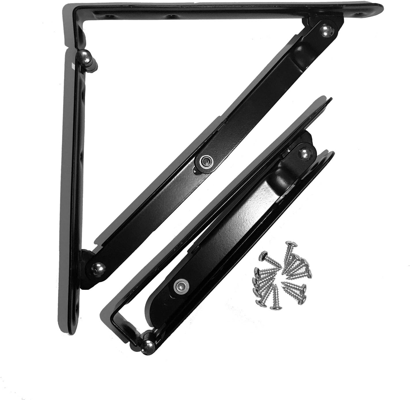 2 Pcs Folding Shelf Bracket Stainless Steel Folding Shelf Bench Table Perfect for Wall Hanging Shelves, Black