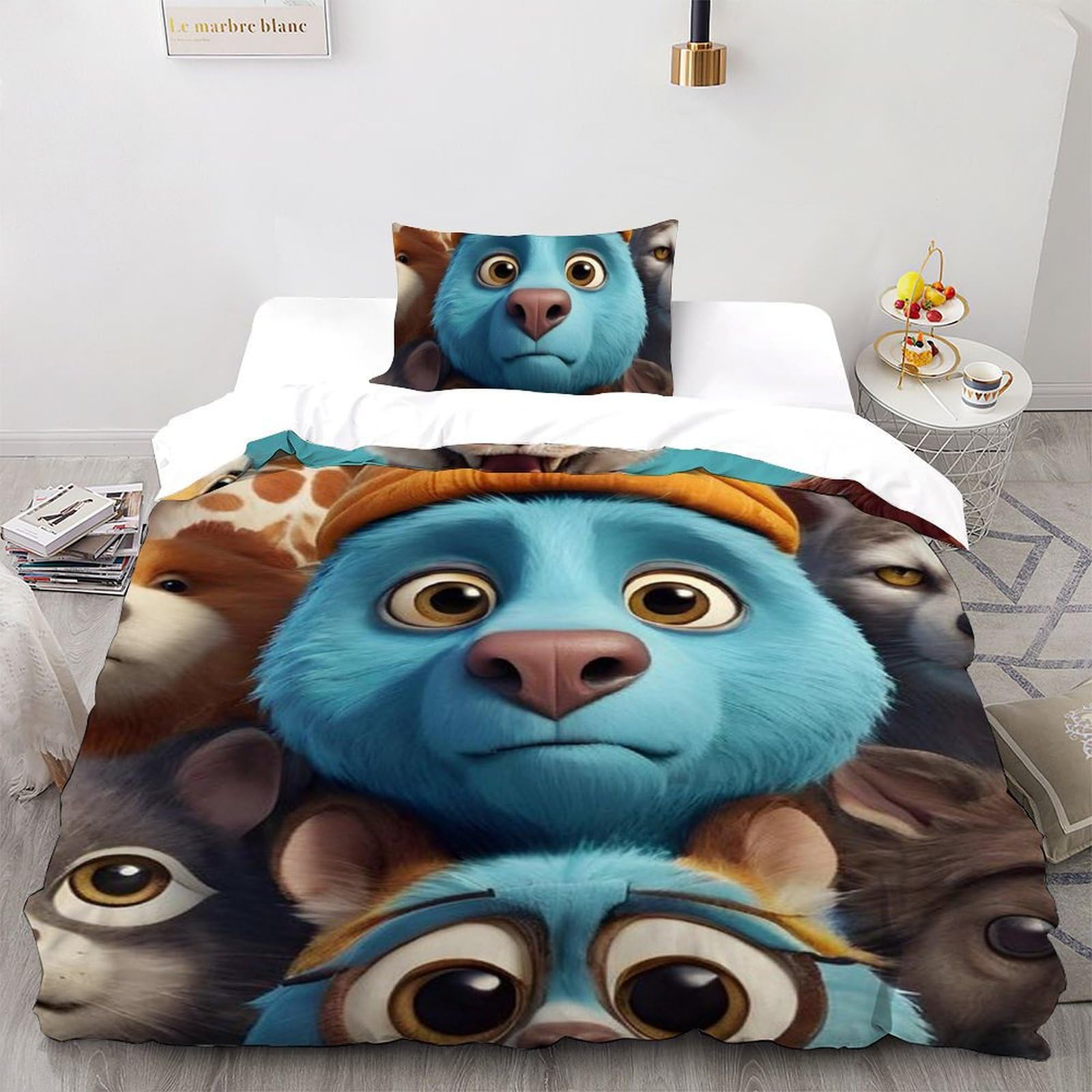 Parure de lit Animaux imprimé 3D haute définition en microfibre premium pour lit simple