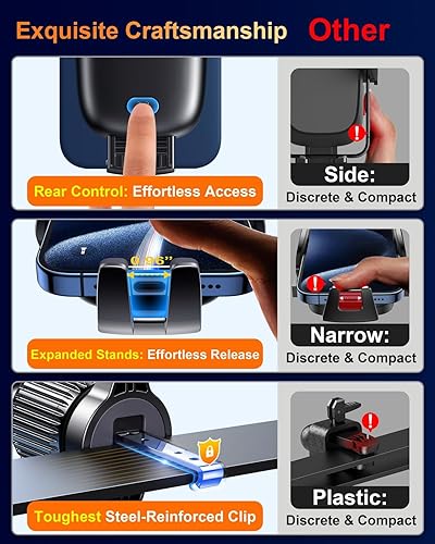 Vista 7 de Qifutan Soporte de teléfono para automóvil, soporte de teléfono para parabrisas de automóvil, ventilación de aire, universal, manos libres, soporte